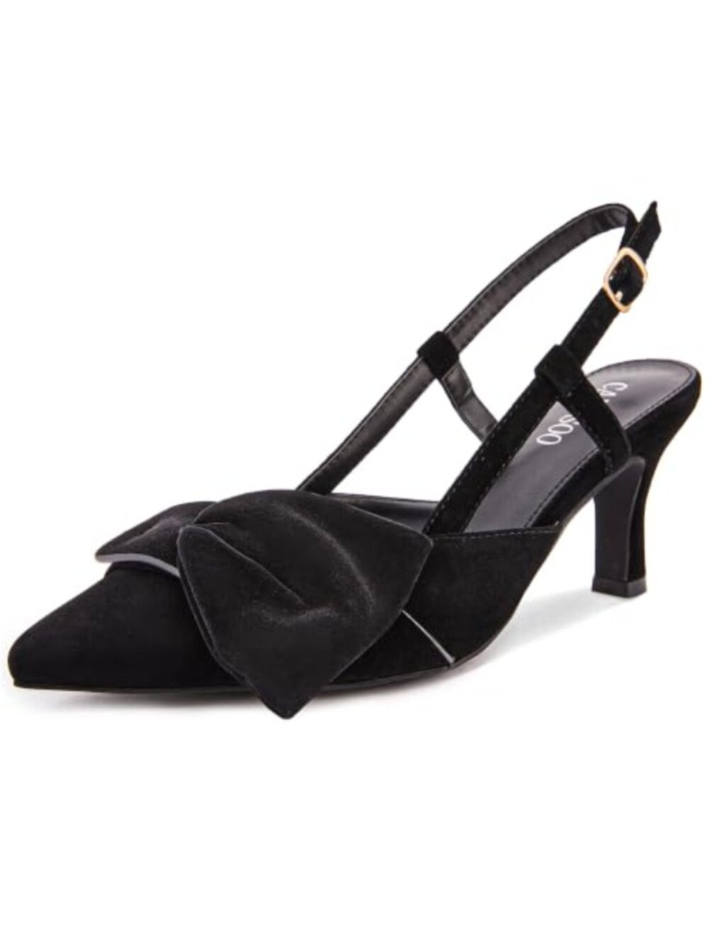 Kitten Heel Slingback Pumps Pointed Toe Bow Shoes for Women Size 2.75" Heel